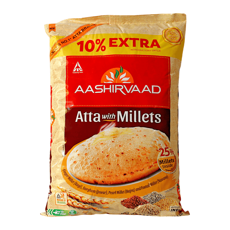 Aashirvaad - (Best Before 01/04/2025) 2kg Atta with Millets (10% Extra)