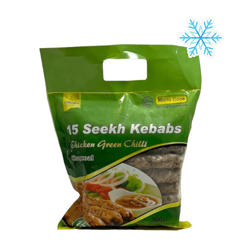 Crown - 900g (Frozen) Seekh Kebab Chicken Green Chili 15 Pieces Halal