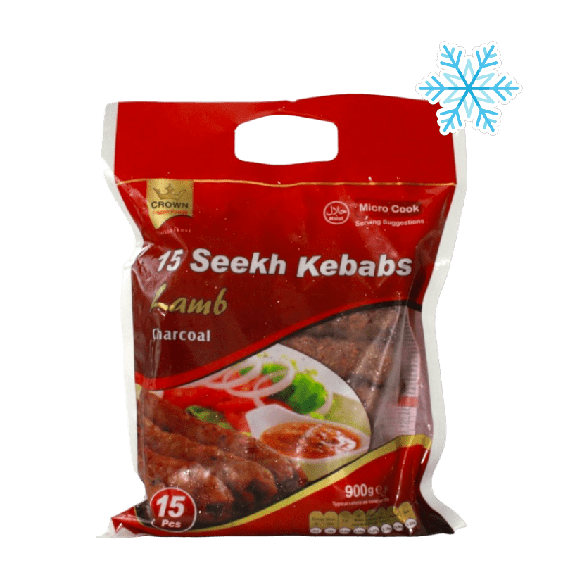 Crown - 900g (Frozen) Seekh Kebab Lamb Charcoal 15 Pieces Halal