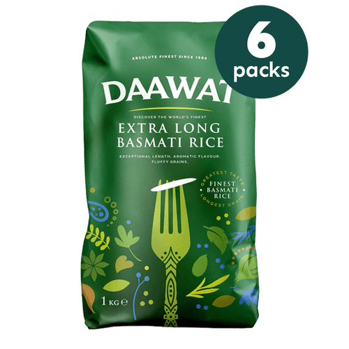 Daawat - 6x1kg Basmati Reis extra lang Vorteilspaket