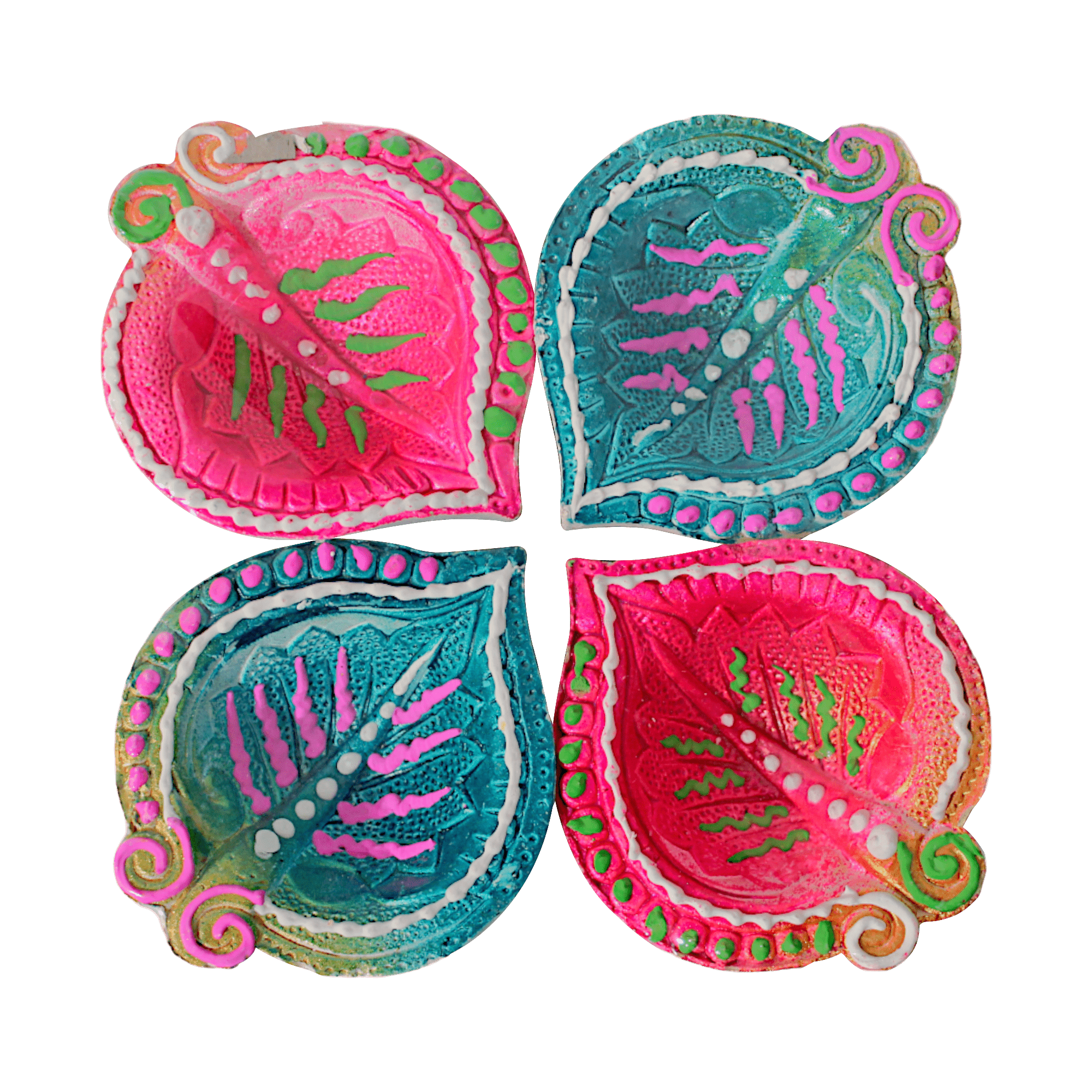 Fancy Diyas - Set of 4 (Large Multicolor)