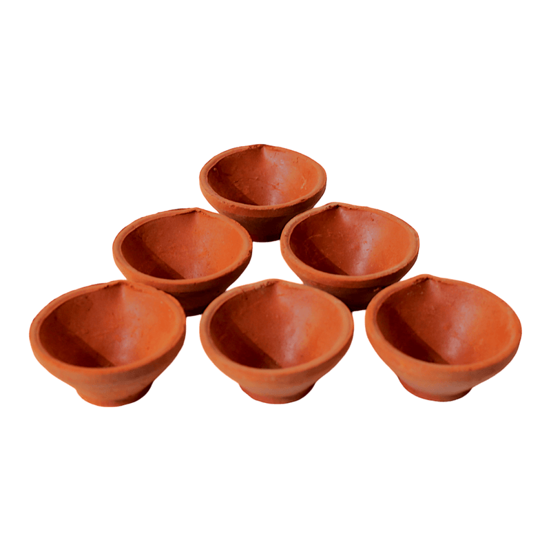 Fancy Diyas -  Set of 6 (Red Clay)