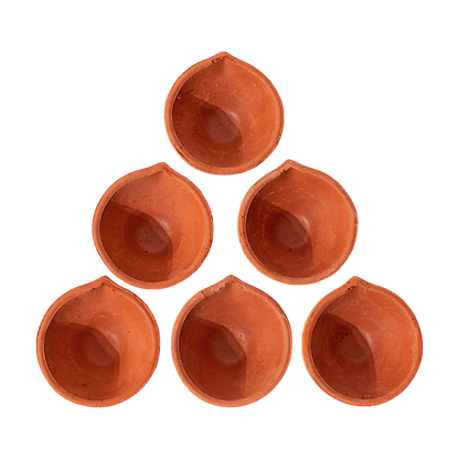 Fancy Diyas -  Set of 6 (Red Clay)