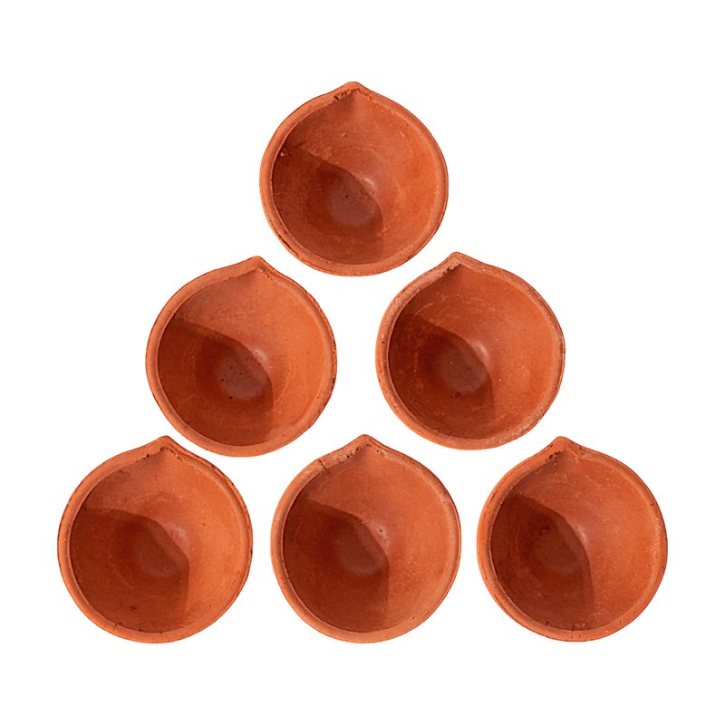 Fancy Diyas -  Set of 6 (Red Clay)