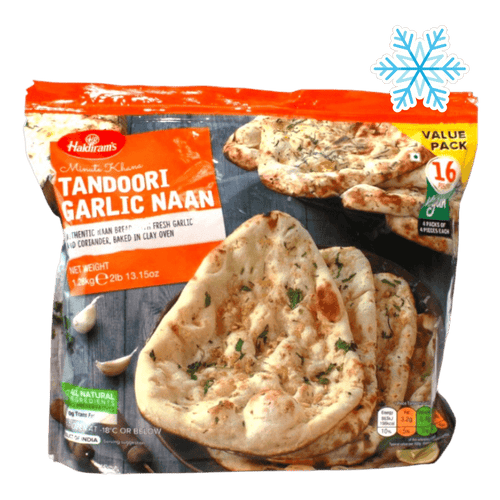 Haldiram's - 1.28kg Minute Khana Tandoori Knoblauch Naan (Vegan) 16 Stück