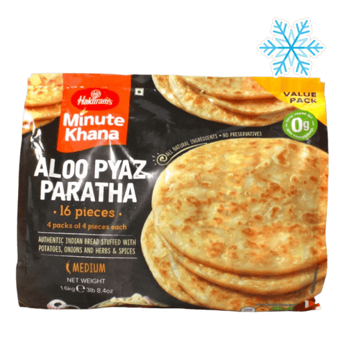 Haldiram's - 1.6kg Minute Khana Aloo Pyaz Paratha (Mittelscharf) 16 Stück