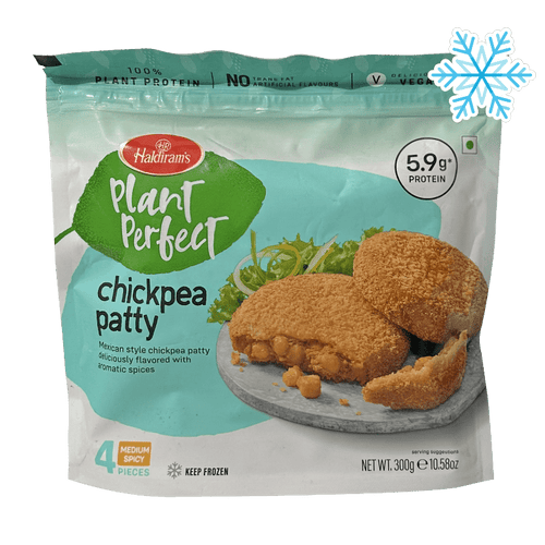 Haldiram's - 300g Plant Perfect Kichererbsen-Patty (Mittel Scharf / Vegan) 4 Stück