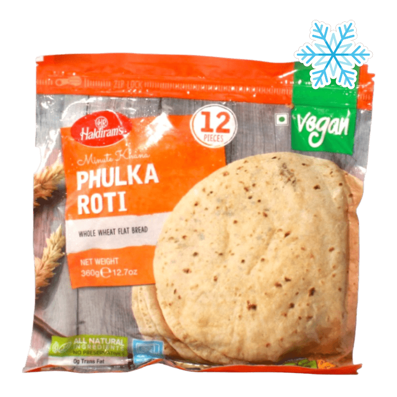 Haldiram's - 360g (Frozen) Minute Khana Phulka Roti (Vegan) 12 Pieces