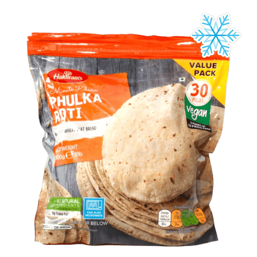 Haldiram's - 900g (Frozen) Minute Khana Phulka Roti (Vegan) 30 Pieces