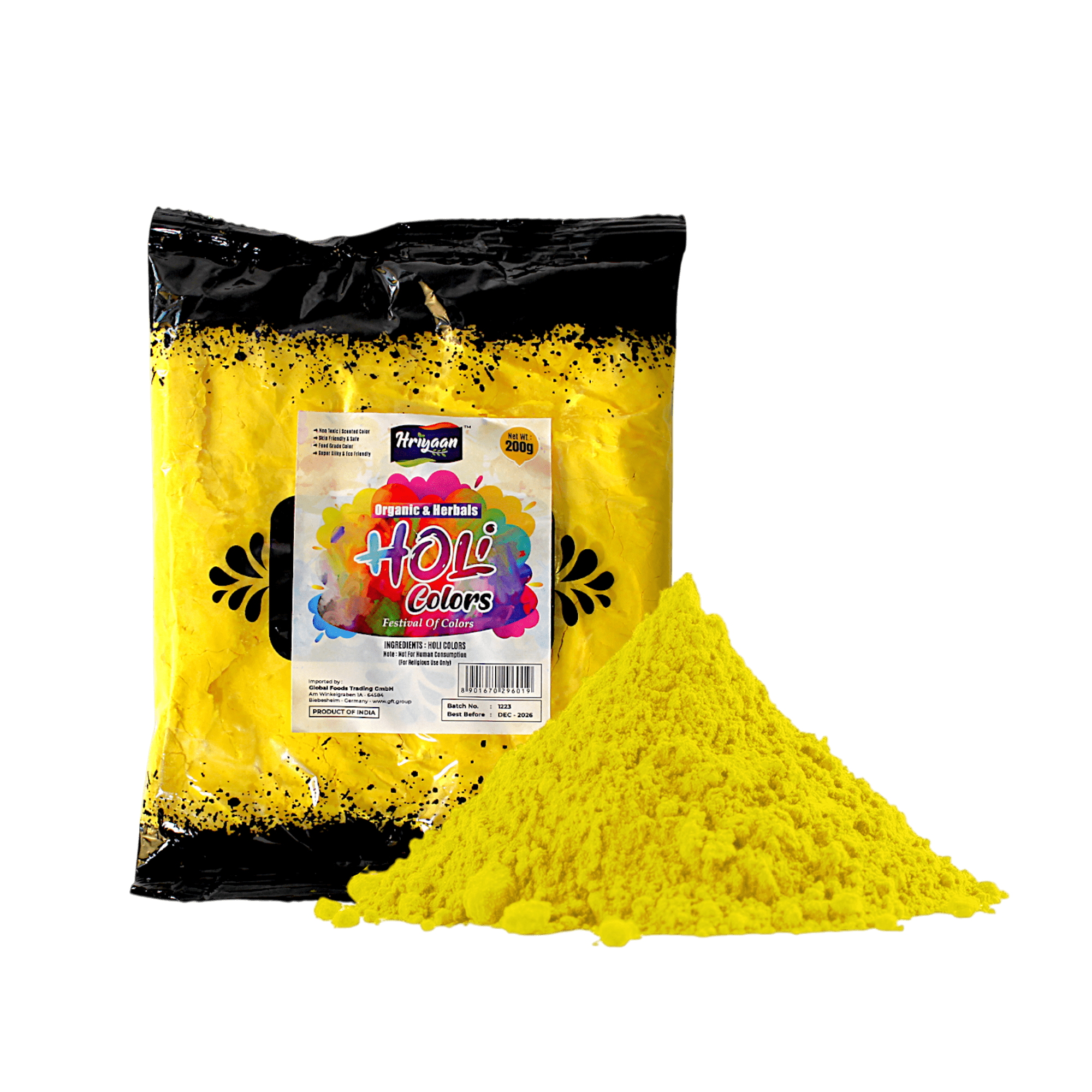 Holi Color - 200g Yellow Organic Color Powder