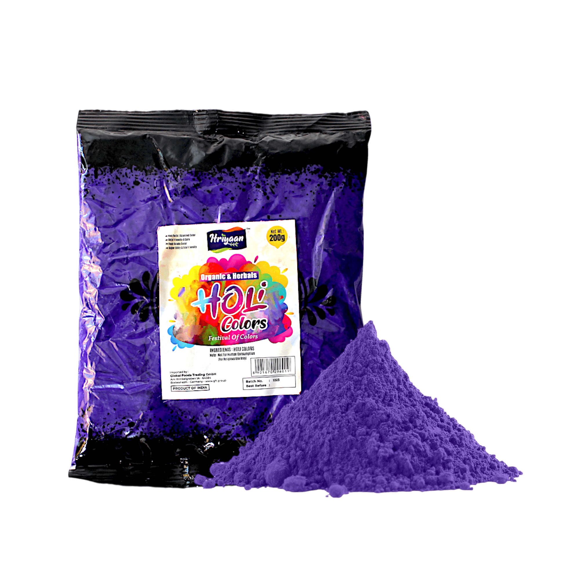 Holi Farbe - 200g Lila Organisch Pulver