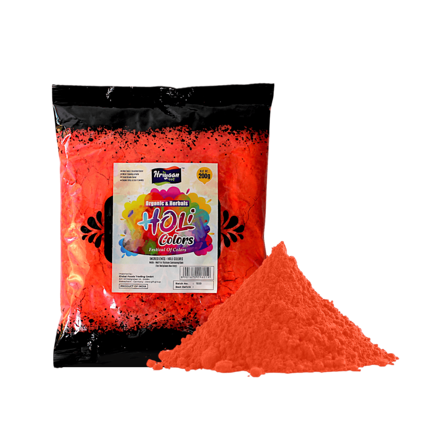 Holi Color - 200g Orange Organic Color Powder