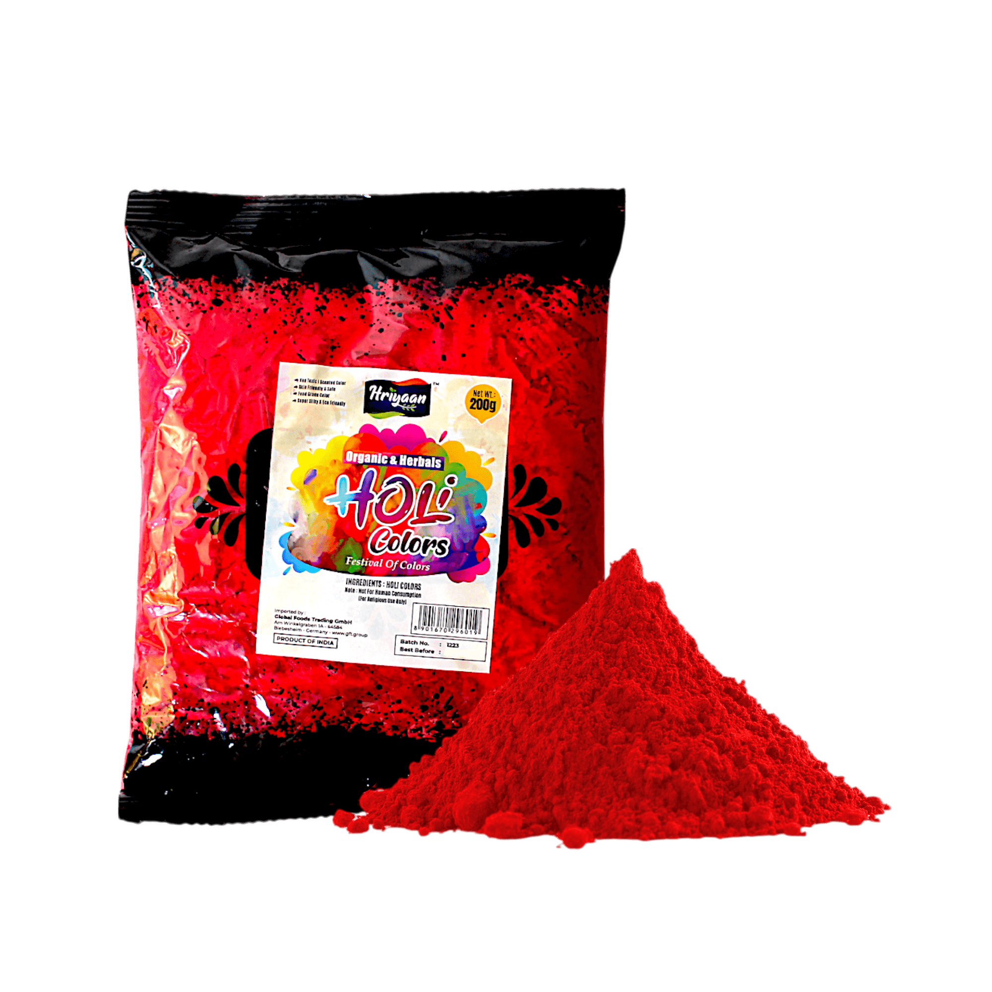 Holi Farbe - 200g Rotes Organisch Pulver