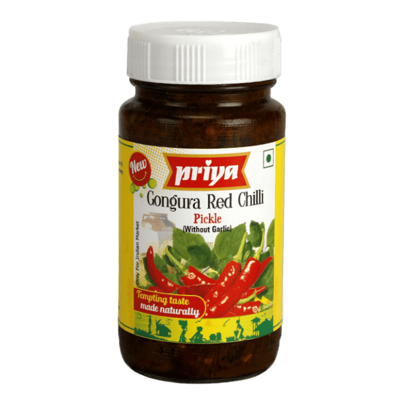 Priya - 300g Gongura Red Chili Pickles (ohne Knoblauch)