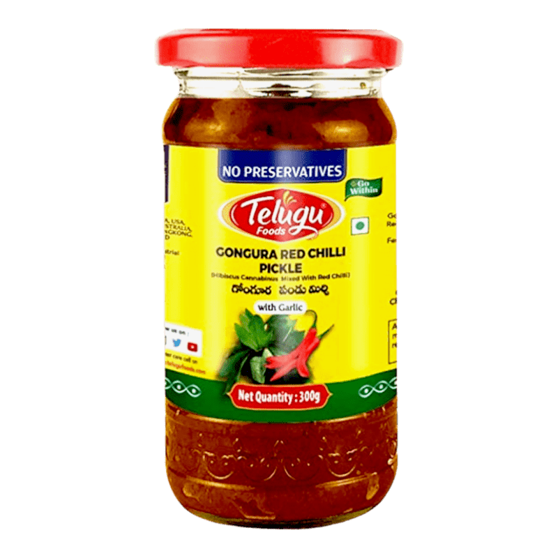 Telugu - 300g Gongura Pickle red Chili (with Garlic)