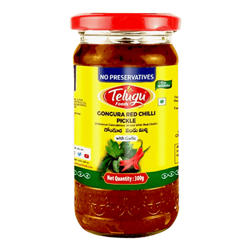 Telugu - 300g Gongura Pickle red Chili (with Garlic)