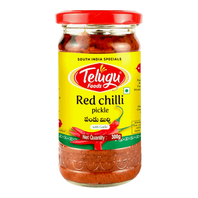 Telugu - 300g roter Chili Pickle mit Knoblauch